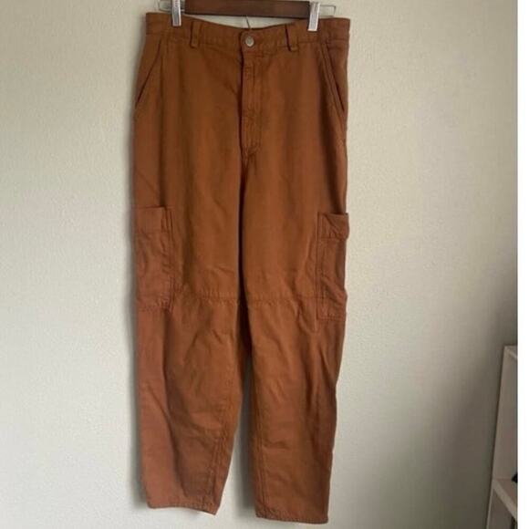 AG Jeans RENN Orange Brown High-rise Utility Barrel Pants in Clay Stone - Picture 3 of 6